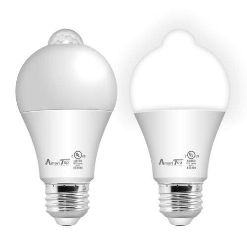 2 Pack Motion Sensor Light Bulb 80W Equivalent UL Listed 10W 5000K Daylight 