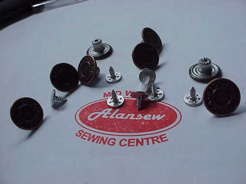 8 REPLACEMENT SETS OF BRONZE JEAN STUD BUTTONS...simple hammer fit