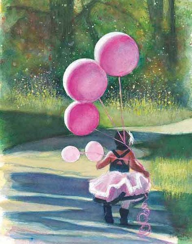 Going to a Party Gregg DeGroat Figurative Child Girl Balloons Print Poster 11x14