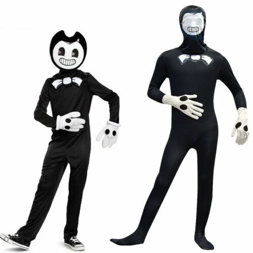Halloween Bendy And The Ink Machine Cosplay Costume Jumpsuit Hat Kids Fancy Dres