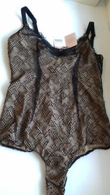 AGENT PROVOCATEUR SEXY ELSEY NUDE/BLACK BODY TEDDY AP4 LARGE UK12 BNWT