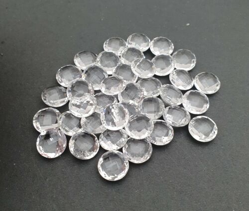 Details about  &nbsp;Natural Rock Crystal Quartz Round Checker Cut Loose Gemstone 9 Pcs 16 MM 105 CT
