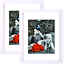 2-pack Wood Displays 8x10 w/ Mat GLASS FRONT 11x14" White Picture Frame 