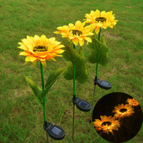 LED Solar Power Flower Light Sunflower Stake Lamps Lawn Yard Path Outdoor Garden