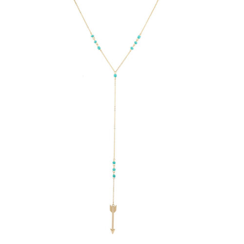 Lux Accessories Gold Tone Turquoise Beads Arrow Lariat Y Shape Necklace 