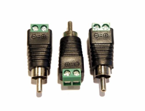 Pack of Male RCA socket plugs to bare wire 2 pin screw down terminal 3