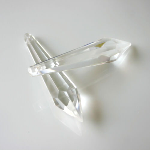 10PCS U-DROP ICICLE CRYSTAL CLEAR GLASS PRISM FOR CHANDELIER LAMP 60MM