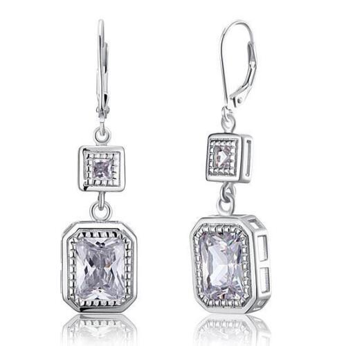 Details about   4 Carat Emerald Cut Created Diamond 925 Sterling Silver Bridal Dangle Earrings 