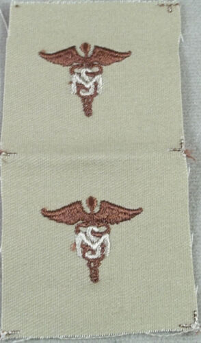 US Army Medical service Corps Desert Tan Cloth Branch Insignia - New Pair