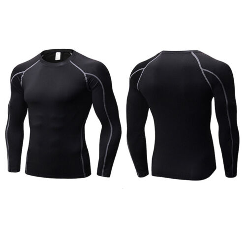 Details about  / Mens Compression Plain Base Layer Top Long Sleeve Thermal Gym Sports Shirt Top