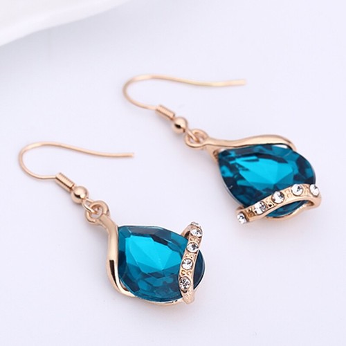 Goutte Design Strass Collier Pendentif Crochet Boucles D/'oreilles Chic Lady Jewelry Set