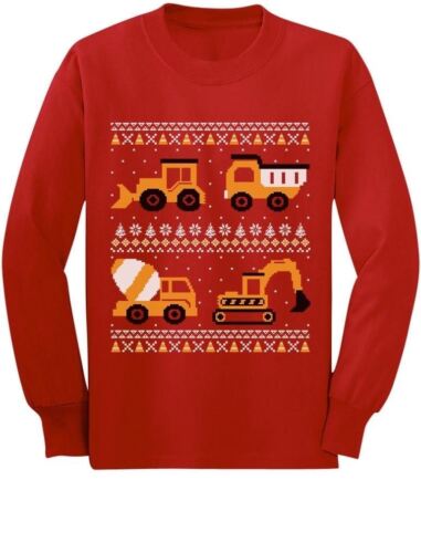Tractors /& Bulldozers Ugly Christmas Sweater Toddler//Kids Long sleeve T-Shirt