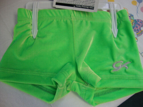 GK Elite Gymnastics Cheer Shorts Lime Green CXS CS CM CL X-Small Medium Large