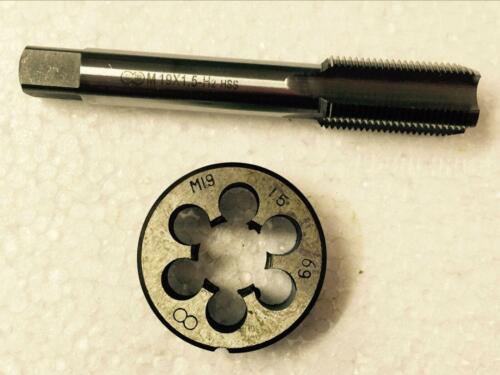 1pc HSS Machine M19 X 1.5mm Plug Tap and 1pc M19 X 1.5mm Die Threading Tool