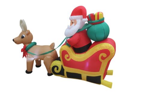 Christmas Air Blown Inflatable Yard Party Decoration Santa Claus Reindeer Sleigh 