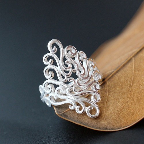 Mode Femmes Plaqué Argent Fleur Creuse Bijoux de Mariage Taille 6-10 Pratique