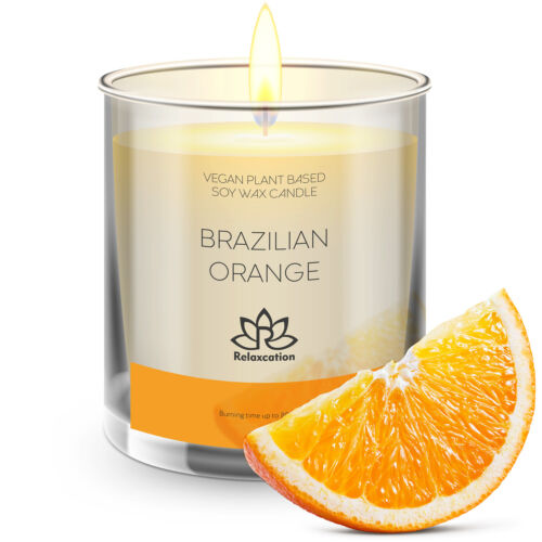 1 Natural Soy Wax Candle in Glass Jar Luxury ORANGE Scented 10 oz Made in USA