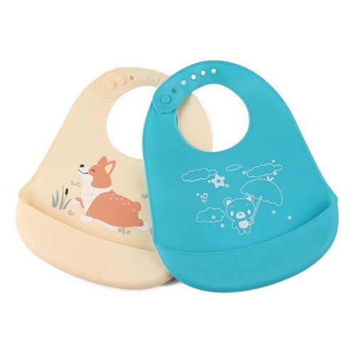 Baby Bibs Waterproof Silicone Feeding Baby Saliva Towel Food Catcher Pocket Soft
