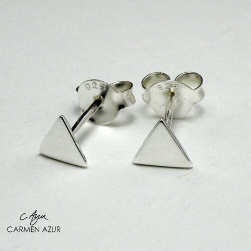 925 Sterling Silver Stud Earrings Solid Triangle Design Ladies New with Gift Bag 
