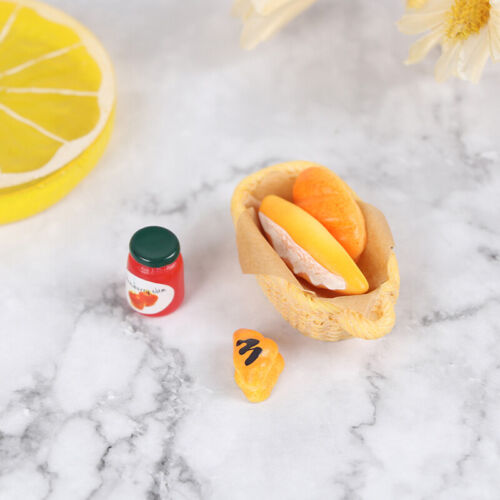 1Set 1:12 Dollhouse Miniature Food Toy jam bread Toast Basket AccessorieR_yk 