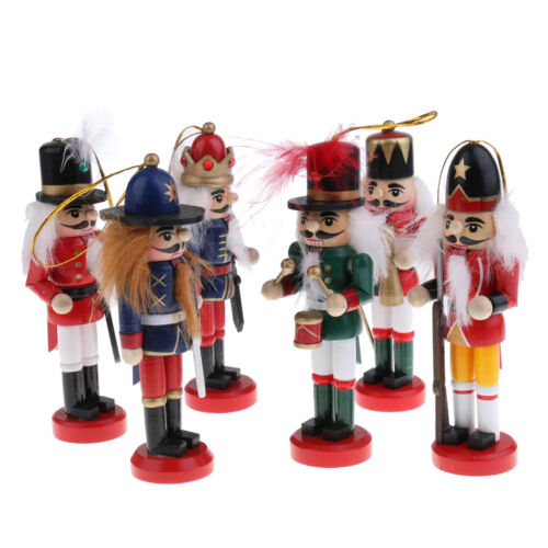 Christmas Traditional Wooden Hanging Nutcrackers Soldier Ornaments Set Of 10