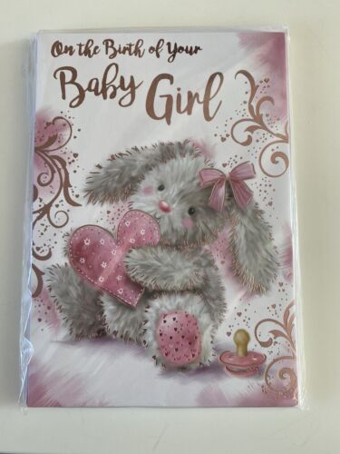 On The Birth Of Your Baby Girl Newborn Greetings Card Cute Rabbit 