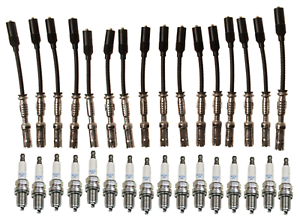 Ignition Wire Cable Premium /& Spark Plug NGK Original Mercedes 113 V8 16 Sets