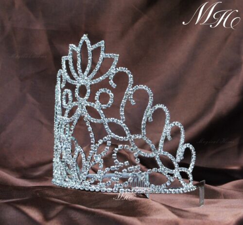 Floral Tiaras w// Hair Combs Brides Crowns Clear Crystal Headband Wedding Pageant