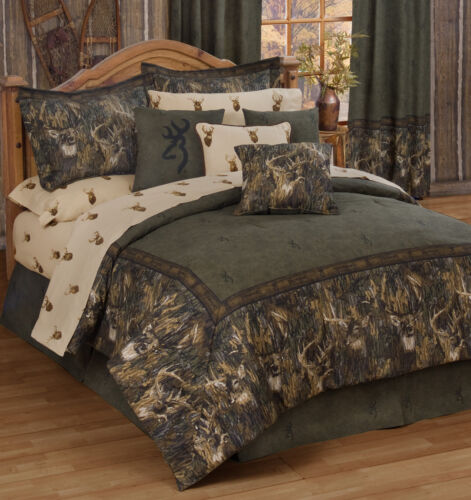 Twin Full Queen King Cabin Bedding Browning Whitetails Sheets Set 