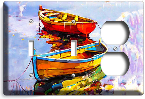 COLORFUL BOATS ON THE LAKE LIGHT SWITCH OUTLET WALL PLATE COVERS ROOM HOME DECOR 