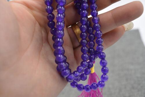 6mm stone Buddhist Amethyst purple 108 Prayer Beads Mala Bracelet Necklace 21857 