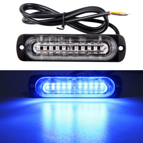2X 10LED Super Thin Flash Recovery Car Truck Grill Warning Strobe Lights Blue 