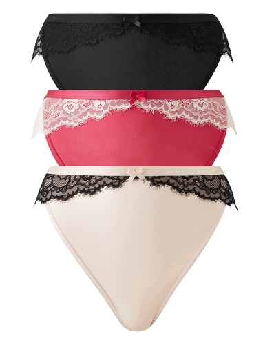 Womens 3 Pack Briefs Lace Micro Midi Brazilian Naturally Close Simply Be