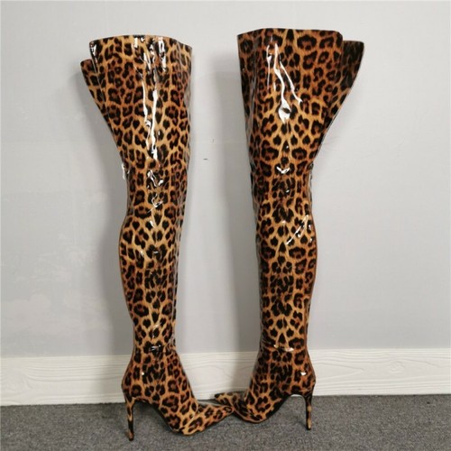 Details about / Womens Pointy Toe Stilettos High Heel Knee High Boots Leopard Gladiator 45//46//47
