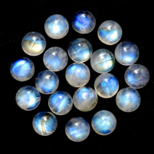 NATURAL BLUE FIRE RAINBOW MOONSTONE 8 MM ROUND CABOCHON LOOSE AAA GEMSTONE LOT ! 