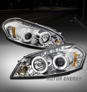 06-15 CHEVY IMPALA DUAL HALO DRL LED PROJECTOR HEADLIGHTS LAMP CHROME LEFT+RIGHT