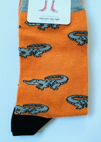 Mignon Crocodile Design sur Men/'s Bamboo Organic socks orange avec Gris//Noir Trim
