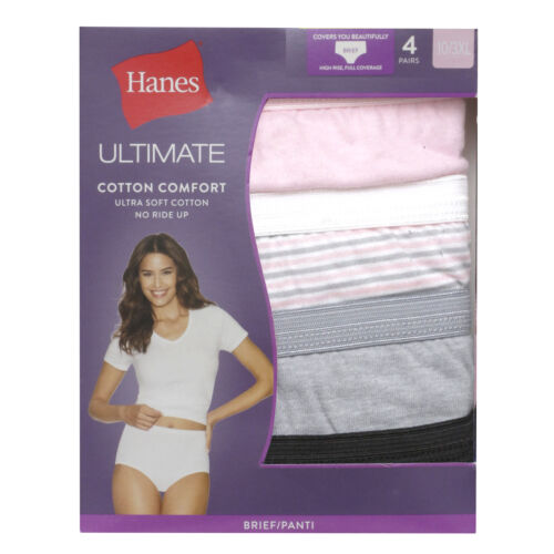 Hanes Women's 4 or 5 Pack Ultimate Cotton Comfort High Rise Full Coverage Briefs 