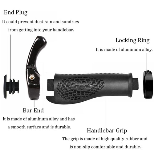 MTB Bike Ergonomic Handlebar Grips Cover Anti-Skid Lock Grips Plastic+Leather UK