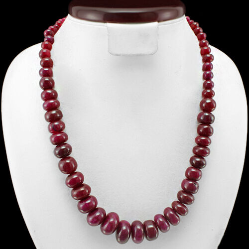 RS OUTSTANDING ELEGANT 523.00 CTS NATURAL ROUND SHAPE RED RUBY BEADS NECKLACE 