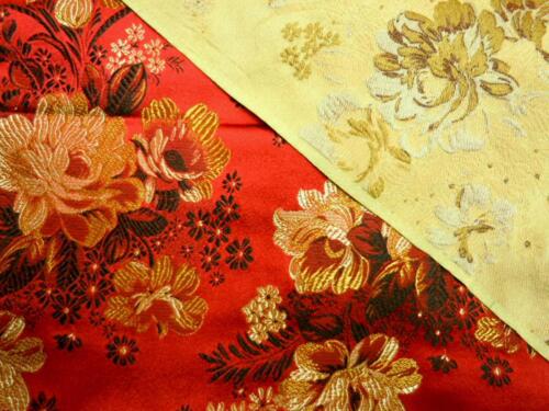 Flora Pattern Jacquard Damask Kimono Fabric Material BL12 Faux Silk Brocade