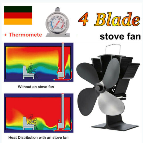 345 ° C Stromloser 4 Kaminofen Ventilator Stove Fan Gebläse Für Ofen Holzofen