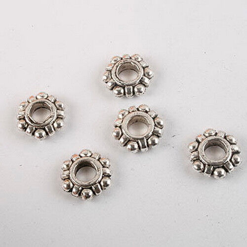 30pcs Dark Silver-Tone Hexagone Bead Fit Bracelet 8268