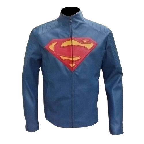 Man of Steel Superman Clark Kent Bleu Motard Veste en CuirToutes les tailles 