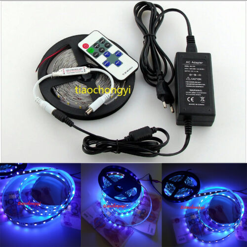 12V 5050 SMD 395-400nm UV LED Flexible Strip  light lamp+RF remote+5A 12v power 