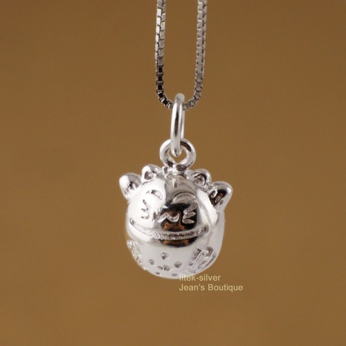 925 Sterling Silber Schmuck A2210 Maneki-neko Katze Anhänger für Halskette