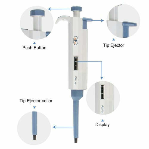 Micropipette Single Channel Adjustable Micro Pipett Pipetman 100-1000ul Tips