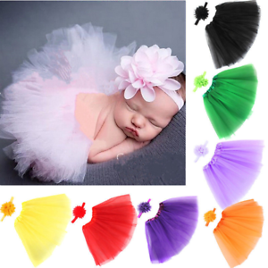 Tutu Skirt Photo Prop Photography Costume Gifts Newborn Baby Flower Headband