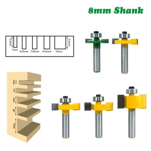 8mm Shank Rebate Cutter Router Bit with Bearing Wood Slot Milling Cutter 