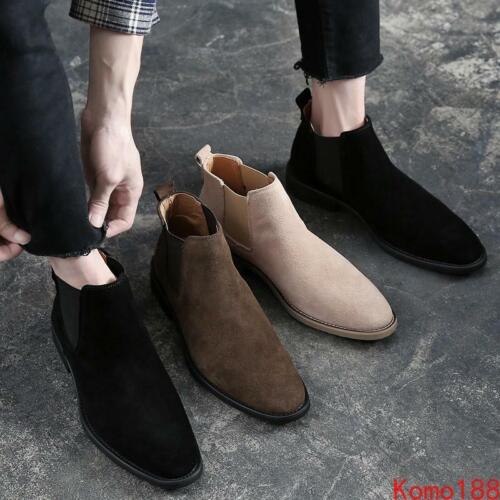 Mens male Chelsea Winter autumn Suede leather pull on Ankle Boots Casual Shoes 